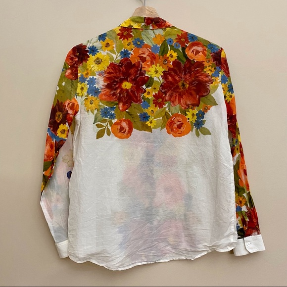 SEZANE Pierro Button Up Shirt Spring Flower Print - Picture 4 of 8